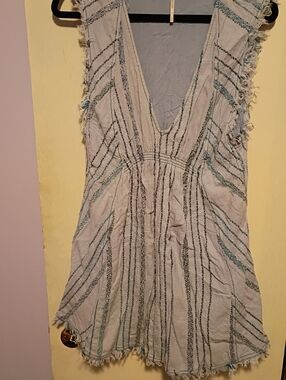 free people Light Blue Boho Stripe V-Neck Dress